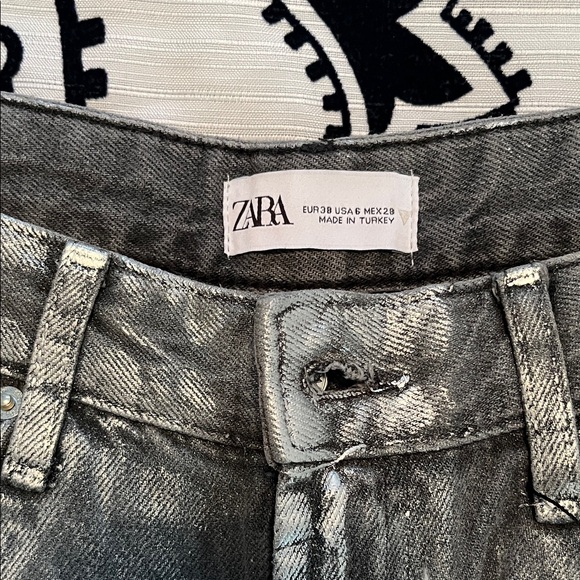 Zara Silver Flare Women's Jeans metallic silver size 6 - Picture 4 of 5
